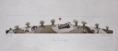 Christine THOUZEAU (1942), France ''Nous la Campagne'' Original Colour Etching
