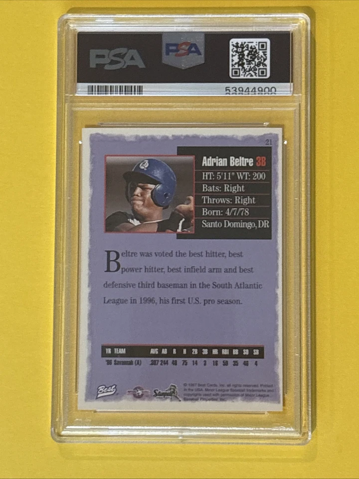 Best Adrian Beltre 1997 - PSA 10 HOF gema como nueva Foto 4 de 4