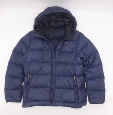 Size XL - Boys Patagonia Hi-Loft Down Sweater Hoody in a navy blue color