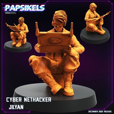 Cyber Nethacker Jilyan Resin Miniature 32mm Sci-Fi Hacker Character Papsikels