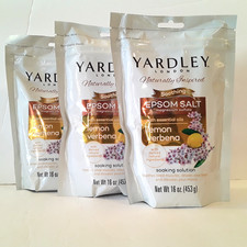 Lemon Verbena -Yardley Epsom Salt- Lot of 3, 16 oz. Bags Soaking Solution