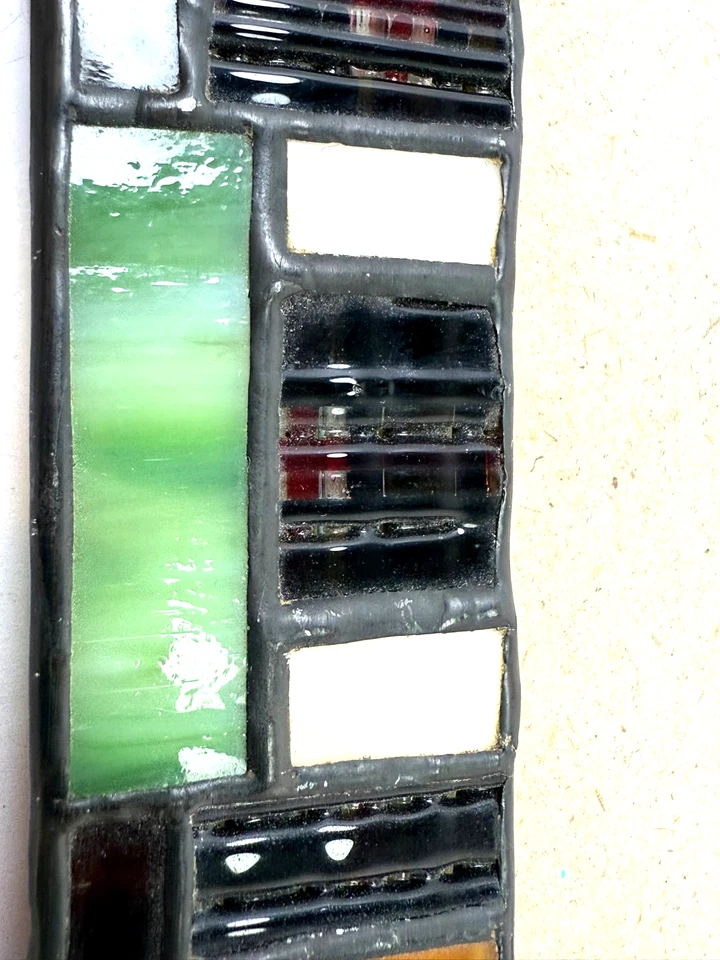 Marco de fotos de vitral vintage vidrio de escoria 8x6 soldadura artesanías Foto 4 de 4