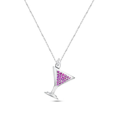 Martini Rubin Halskette 14 Karat Weißgold