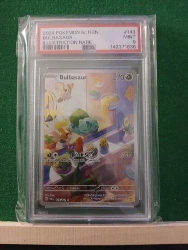 Pokémon TCG Bulbasaur Stellar Crown Illustration Rare Holo Card 143/142 PSA 9