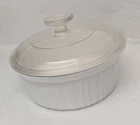 Vintage Corning Ware French White 1.5 Qt Casserole Dish F-5-B w/ Pyrex Lid G-5-C