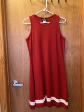 Red And A White Stripe Sleeveless Sweater Dress Size Medium