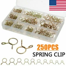250 PCS Assortment Kit Fuel Line Hose Tubing Spring Clips Clamps for Motorcycle