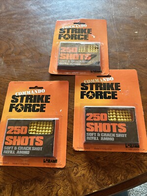 3 Commando Strike Force 250 shots soft And Crack Shot Refill ammo new 1986 Lot 3