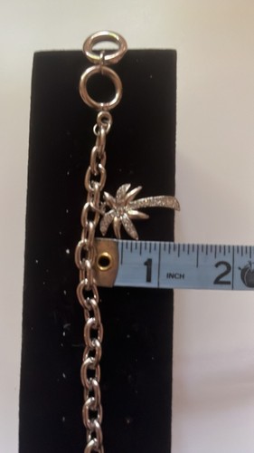 Rhinestone Palm Beach Jewelry Charm 8.5" Bracelet with Toggle Closure, Rare Find - Picture 6 of 6
