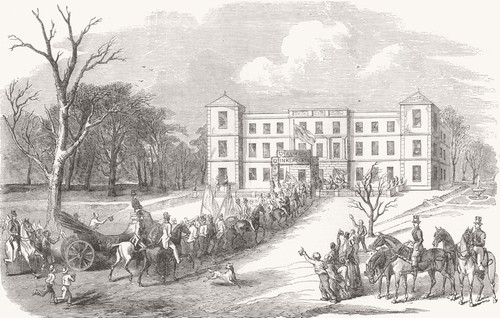 NORTHAMPTONSHIRE. Reception for Major Feilding, Newnham Hall 1855 old print