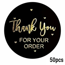 50 pcs " Thank You For Your Order " Stickers 1inch Round