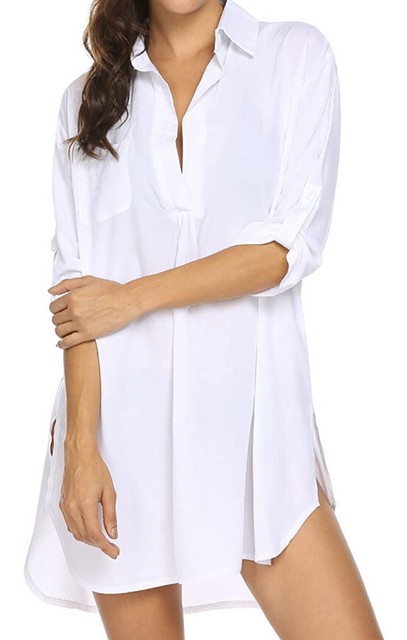 oversized white shirt beach cover up