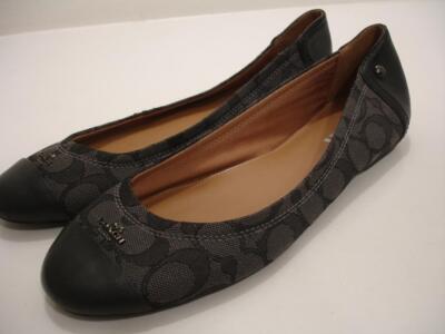 COACH Women's B M Signature Black Jacquard Chelsea Slip-On Ballet Flats  Shoes