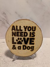 Laser Engraved Wood Slices Approximately 3.8 to 4.7 Inches New Handmade