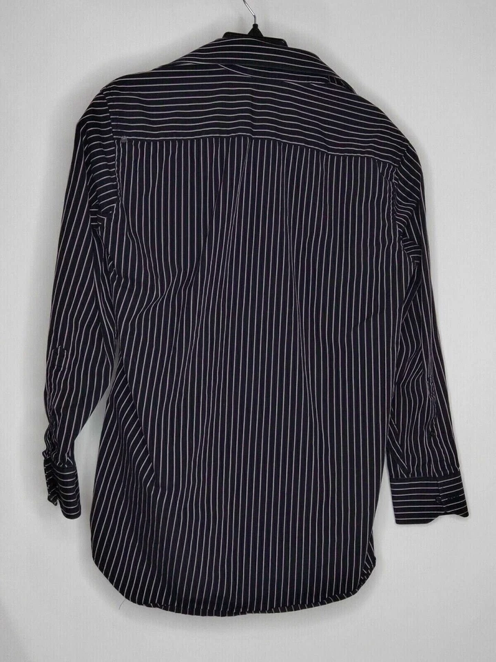 J. Ferrar Men's Button-Up Shirt Long Sleeve Striped Black Purple Size 15.5 32-33 - Image 2 of 4