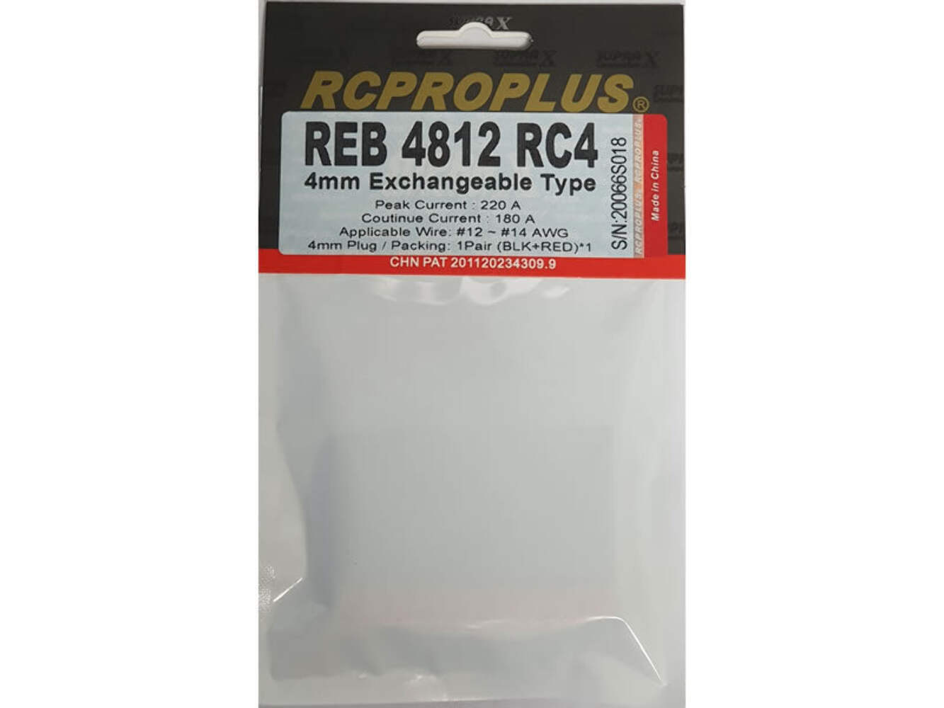 RCProPlus 4mm Car Connector with Plastic Housing Black/Red : REB4812RC4