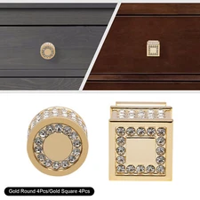 4pcs Set Gold Crystal Dresser Knobs Drawer Handle Pulls Cupboard Cabinet Handle
