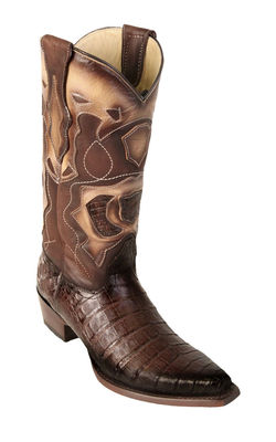 Los Altos Genuine BROWN Caiman CROCODILE Belly Snip Toe Western Boot EE 94R8216