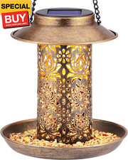 Solar Bird Feeder for Outdoors Hanging, Metal Wild Bird Feeder for Cardinals Sol