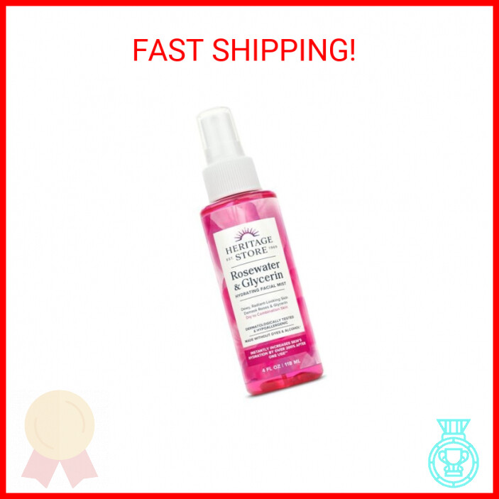 Heritage Store Rosewater Glycerin Hydrating Face Mist for Dry Combination Skin  