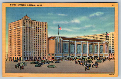 North Boston Station Massachusetts East Causeway Street c1940s Vintage Postcard