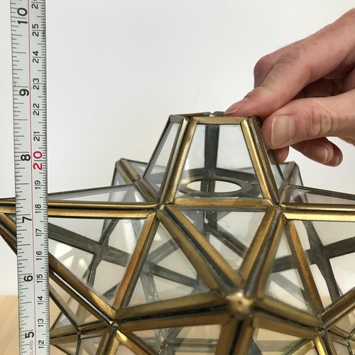 Vintage Moravian Star Pendant Ceiling Light Shade Brass & Clear Glass 21cm - Picture 10 of 13