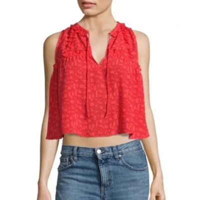 IRO Red Orange Ragnhild Textured Swing Tank Blouse Size M