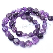 Purple 8-10mm Natural Amethyst Irregular Freeform Gemstone Loose Beads 15''