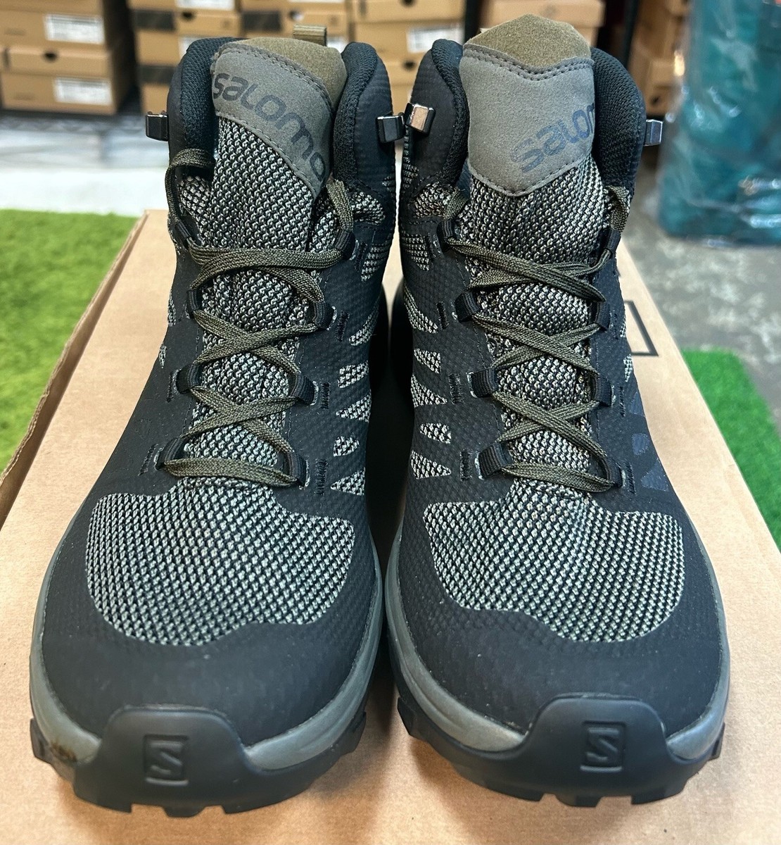 サロモン-ハイキング シューズ OUTLINE MID GORE-TEX Salomon Men's Outline Mid Gore-Tex Hiking Boots Beluga/Black