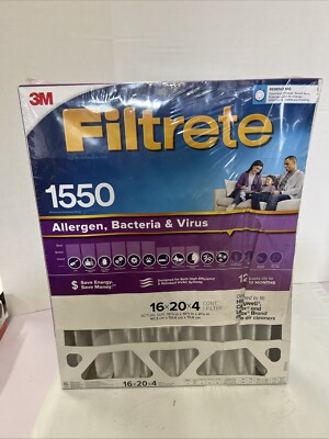 FILTRETE 3M 16x20x4 1550 Allergen Bacteria Virus Furnace Air Filter New Sealed!
