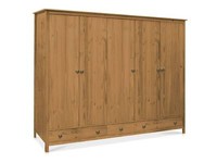 Kleiderschrank Massivholzschrank 5-TüRiger Schrank Tobino Kiefer Gewachst 5T 3SK