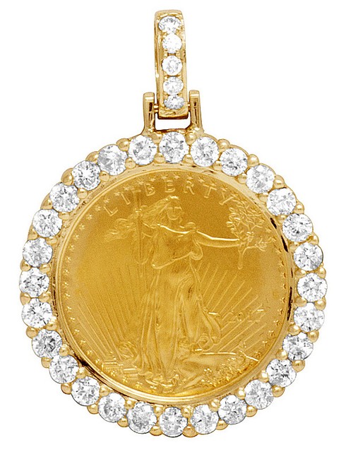 Unisex Real Diamond Pendant 22k 1/10 Oz 