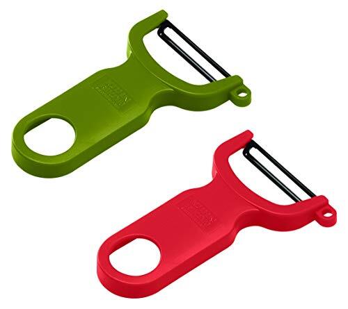 KUHN RIKON Set di 2 pelatrici originali svizzere, rosso e verde, (J3R)