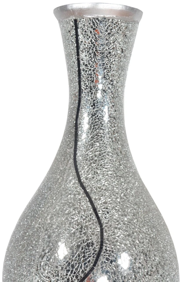Jarrón dramático brillante de plata de 50" de alto Foto 3 de 4