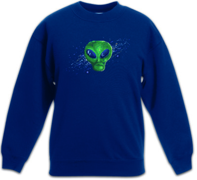 Pixel Green Alien Face Kids Kinder Pullover Area Beam Retro Arcade Saucers Gamer