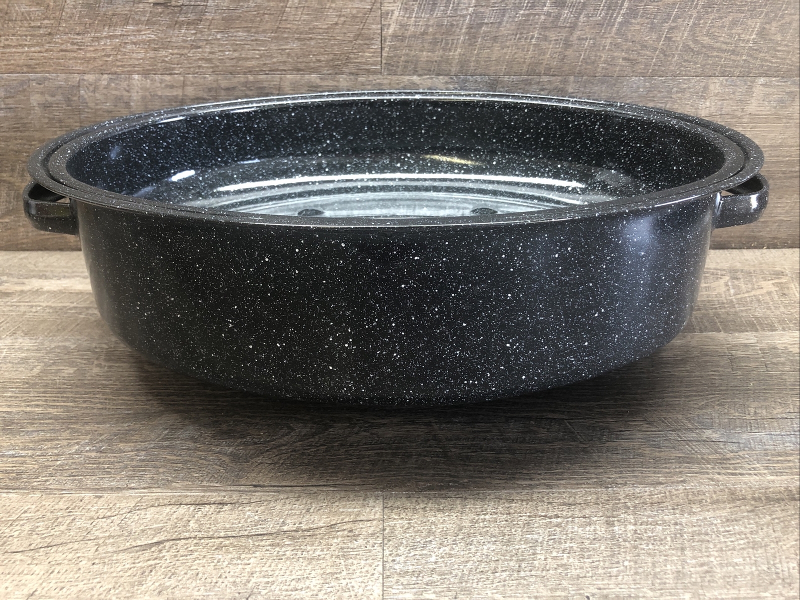 Black Speckeled Enamle Roasting Pan Made In The USA!! eBay