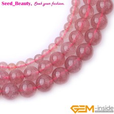 Natural Round Red Strawberry Crystal Gemstone Loose Beads Jewelry Making Strand