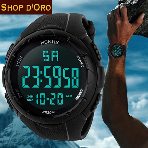 OROLOGIO UOMO SPORTIVO POLSO NERO HONHX LUCE BRAND TASTI DIGITALE | eBay