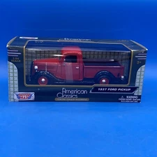 1937 Ford Pickup Truck Red and Black 1/24 Diecast motormax american classics