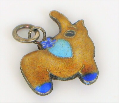 VTG STERLING SILVER CHINESE EXPORT ORIGINAL BOX DAINTY SMALL ELEPHANT PENDANT !