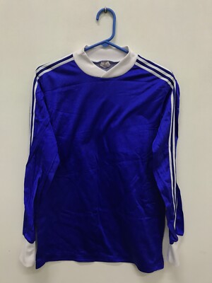VINTAGE ADIDAS VENTEX FUSSBALL LANGARM BLAU SHIRT FRANKREICH GRÖSSE S ERWACHSENE
