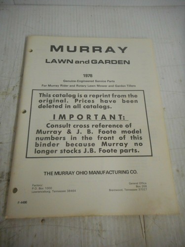Murray Lawn and Garden 1978 Parts Manual Tractors, Riders, Mowers ...