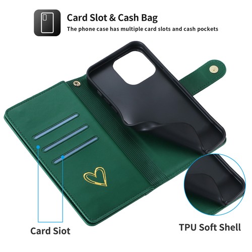 For iPhone 16 15 Pro Max 14 13 12 11 WOMEN Leather Card Wallet Flip Case + Strap - Picture 62 of 78