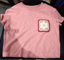 ZZ- Cat Jack Girls Pink T-Shirt Flower Patch XS 4-5 Size