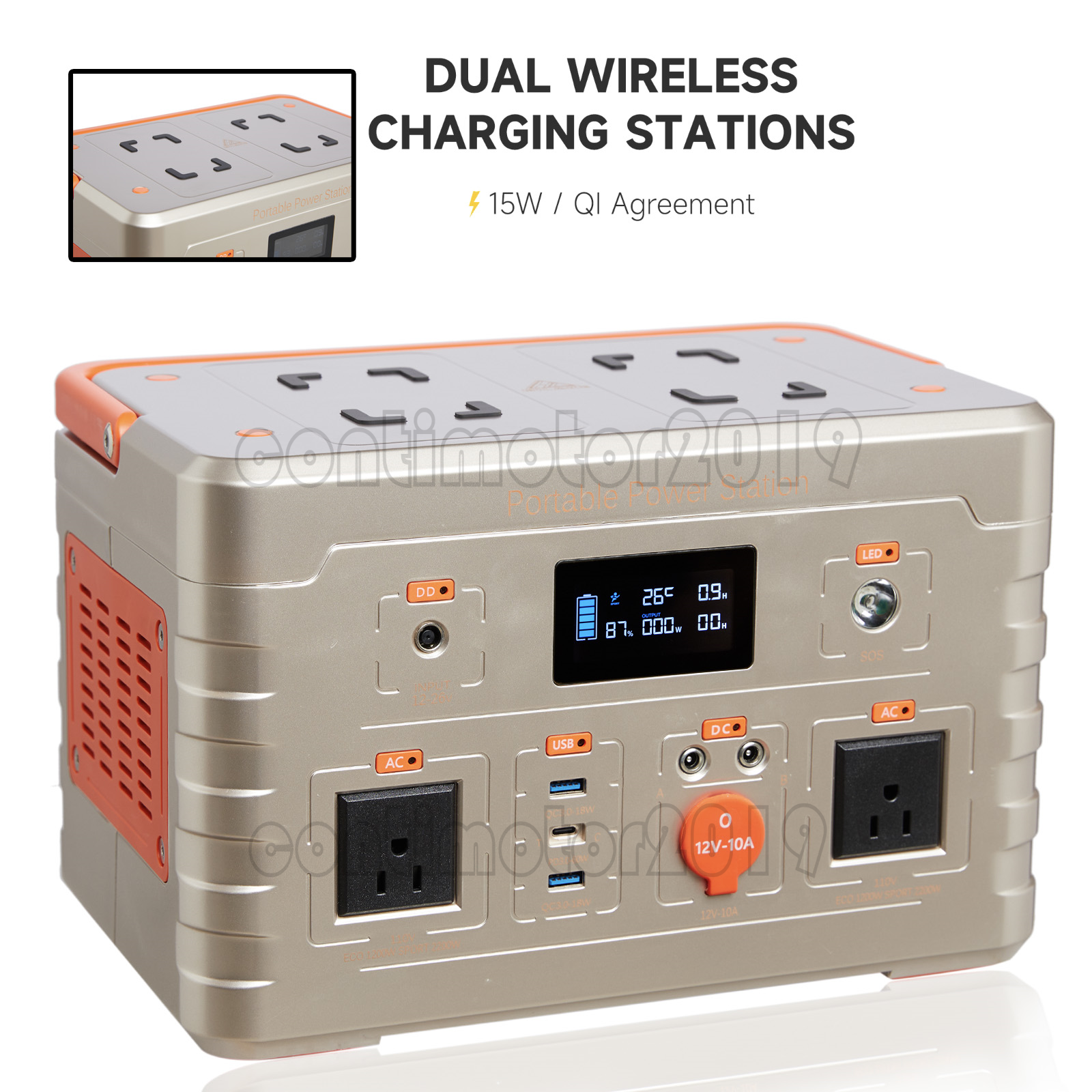 1000W Portable Power Station Battery Powered Solar Generator Camping Travel