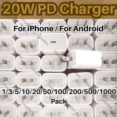 For Android iPhone iPad 20W USB C Power Adapter Fast Charger Block Wholesale Lot