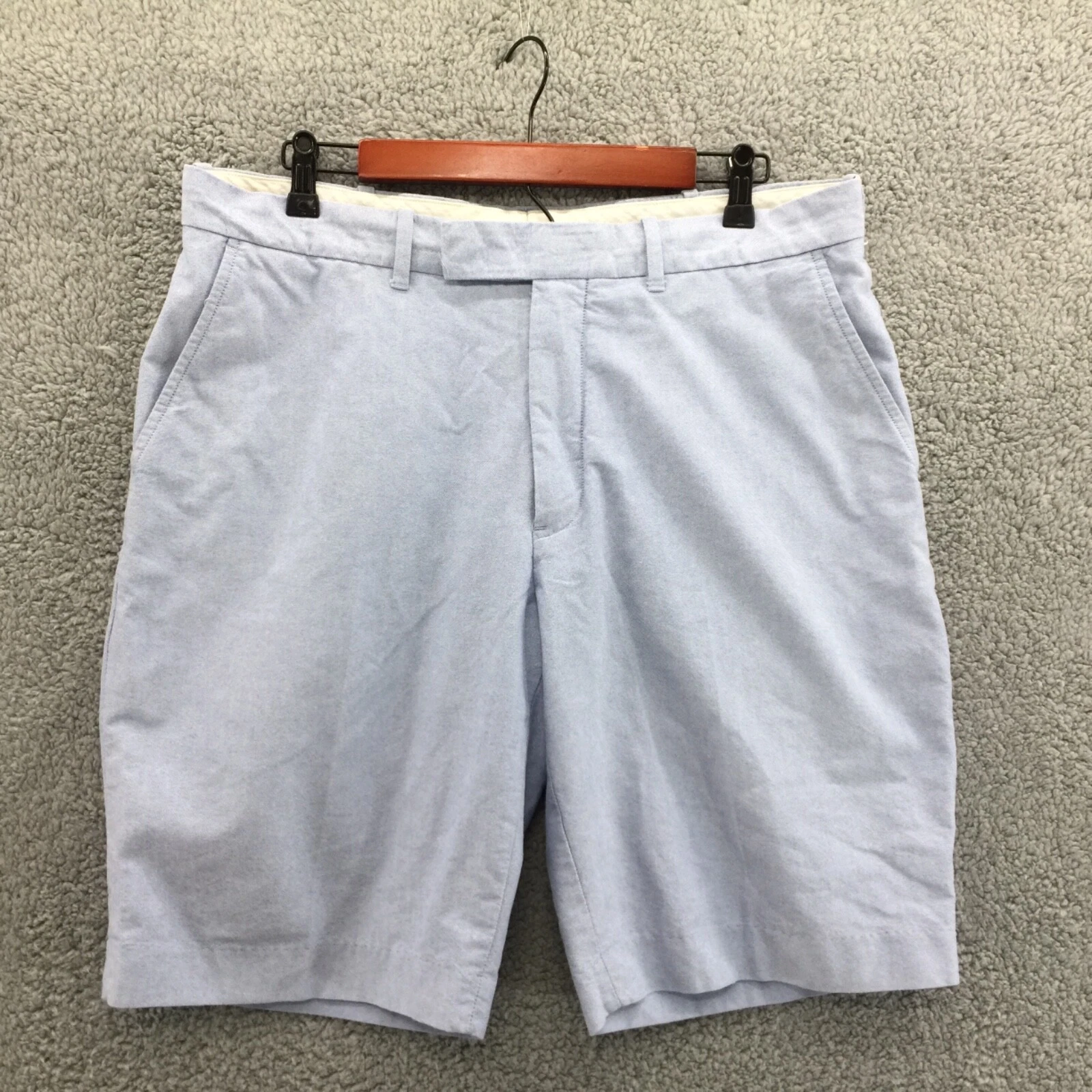 Polo by Ralph Lauren Mens Size 36 Blue Flat Front All Cotton Shorts Inseam 10.5”