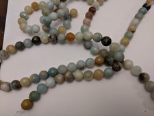 Natural Amazonite Beads, Faceted, Round, Multi Color, 8mm, Hole: 1mm - Qty 10
