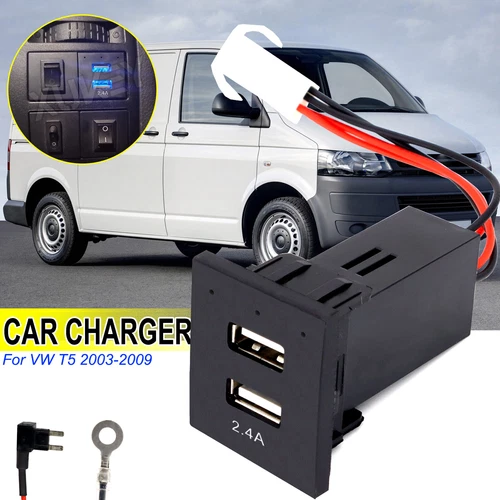 Do VW T5 Transporter Dual USB Szybka ładowarka Gniazdo Światło Gniazdo, Samochód - Zdjęcie 1 z 9