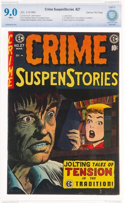 Crime SuspenStories 27 CBCS 9.0 GAINES FILE 1954 EC Rare Final Iss. w) COA Kamen